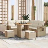 vidaXL Set de canapele de grădină din 8 piese cu perne bej din poly rattan și acacia.