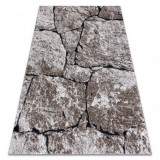 Covor modern COZY 8985 Brick Pavaj cărămidă, piatră structural două niveluri de l&acirc;nă maro, 140x190 cm, Dreptunghi, Lana