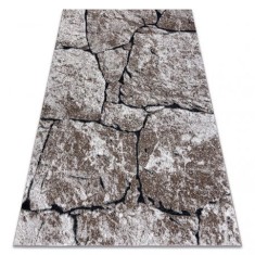 Covor modern COZY 8985 Brick Pavaj cărămidă, piatră structural două niveluri de l&acirc;nă maro, 120x170 cm