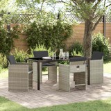 vidaXL Set Masa Gradina 2 Piese, Otel Ratan Gri Deschis, 4 Persoane, Exterior