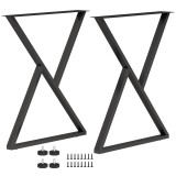 HOMCOM Set de 2 picioare de masă din oțel &icirc;n formă de X pentru mobilier industrial cu tălpi reglabile și șuruburi, negru | Aosom Romania