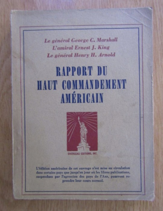 George Marshall - Rapport du haut commandement americain