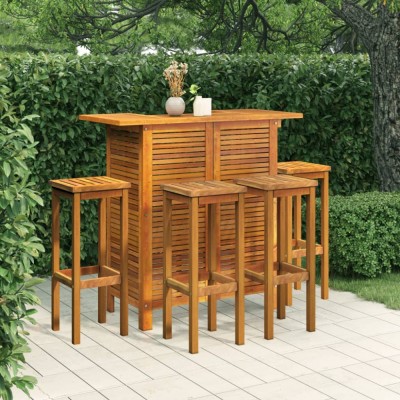 vidaXL Set mobilier de bar de grădină, 5 piese, lemn masiv de acacia foto