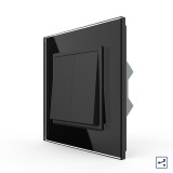 Cumpara ieftin Intrerupator dublu cap cruce Livolo, negru, cu rama din sticla