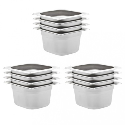 vidaXL Recipiente Gastronorm 12 buc. GN 1/6 100 mm oțel inoxidabil 50907 foto
