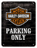Placa metalica - Harley Davidson Parking Only - 15x20 cm