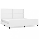 Cumpara ieftin Cadru de pat cu tablie, alb, 200x200 cm, piele ecologica