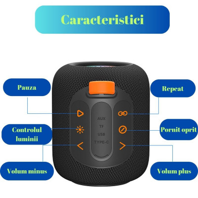 Boxa portabila wireless Hopestar 10w, rgb, rezistenta la apa,1500 mAh foto