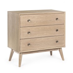 Comoda 3 sertare din lemn maro Alannis 80 cm x 40 cm x 80 h