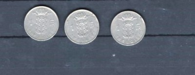 BELGIA 1966/67/74 - LOT 3 MONEDE DE 1 FRANC, VF foto