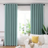 Cumpara ieftin Set draperie din catifea blackout cu inele negre, Madison, 250x230 cm, densitate 700 g/ml, Morning Blue, 2 buc