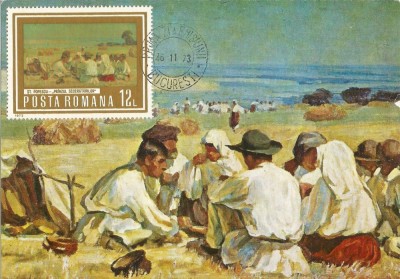 Romania, LP 936/1973, Reproduceri de arta - Munca, colita dantelata, maxima foto