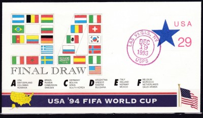 DB1 CM Fotbal SUA 1994 Extragere Grupe Las Vegas 1993 Plic Special Stampila foto