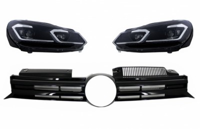 Grila Centrala VW Golf VI (2008-2013) si Faruri LED Semnalizare Secventiala LHD R20 Design Performance AutoTuning foto