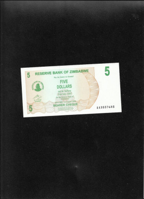 Zimbabwe 5 dollars 2006 seria3557685 unc foto