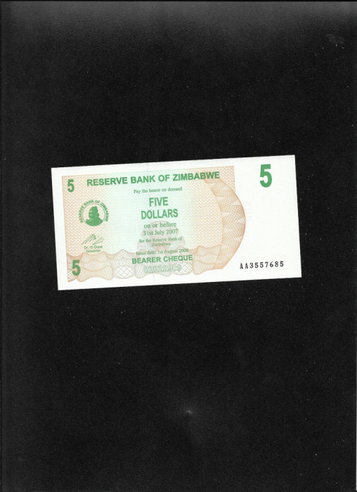 Zimbabwe 5 dollars 2006 seria3557685 unc