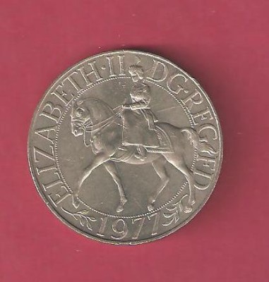 MAREA BRITANIE 1 CROWN / 1977 - Regina ELIZABETHA II foto