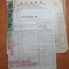 factura si bonuri de livrare iulie 1945- sunt flancate cu 62 timbre fiscale