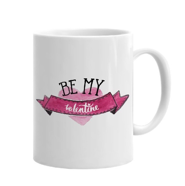 Cana alba personalizata, Valentines Day Be my Valentine, INOVATIX&reg;. 330 ml