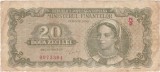 Bancnotă Rom&acirc;nia RPR 20 lei 15 iunie 1950, seria NN, nr. 0973304