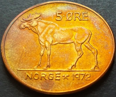 Moneda 5 ORE - NORVEGIA, anul 1972 *cod 3253 A foto