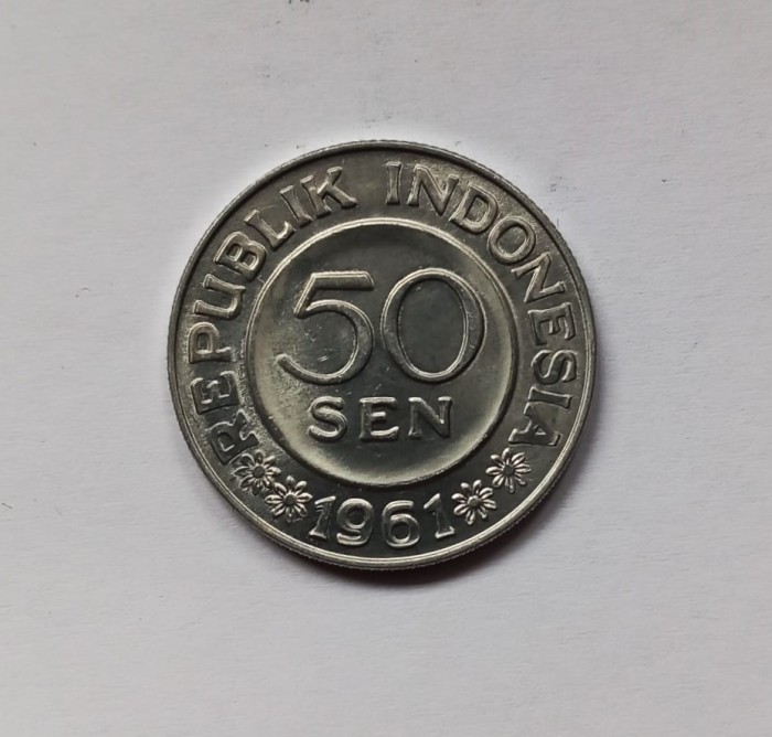 Indonezia 50 Sen 1961 UNC moneda necirculata km # 14