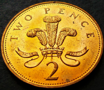 Moneda 2 PENCE- ANGLIA, anul 1999 * cod 492 B = otel placat cu cupru UNC foto