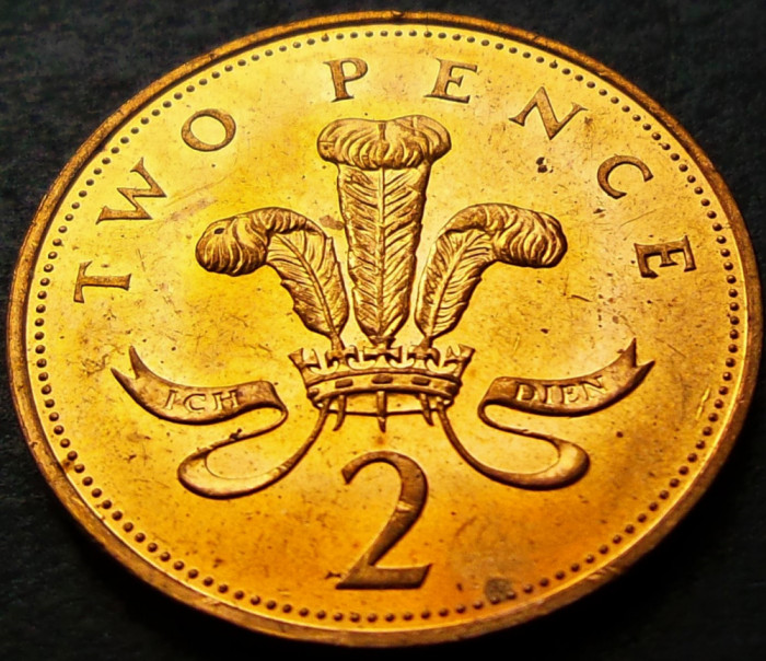 Moneda 2 PENCE- ANGLIA, anul 1999 * cod 492 B = otel placat cu cupru UNC