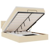 Cumpara ieftin Pat otoman cu saltea si LED-uri crem 140x200 cm tesatura