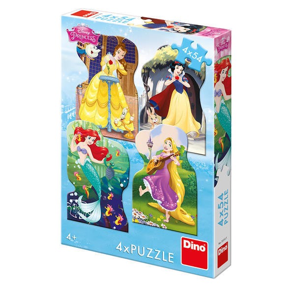 Puzzle 4 in 1 - Printesele si prieteni - 54 piese