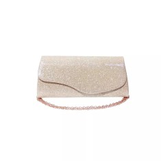 Geanta plic, ocazii si petreceri, bej sampanie sclipitor, 25 x 12 cm, Magrot 20432