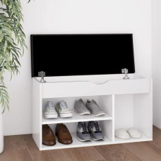 Pantofar cu pernă, alb, 80x30x47 cm, lemn prelucrat