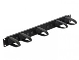 Organizator de cabluri 19&quot;/1U cu inele verticale/orizontale universal negru, Delock 43345*