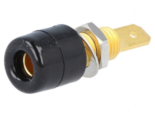 Soclu Banană 4mm Negru Aurit pe Panou