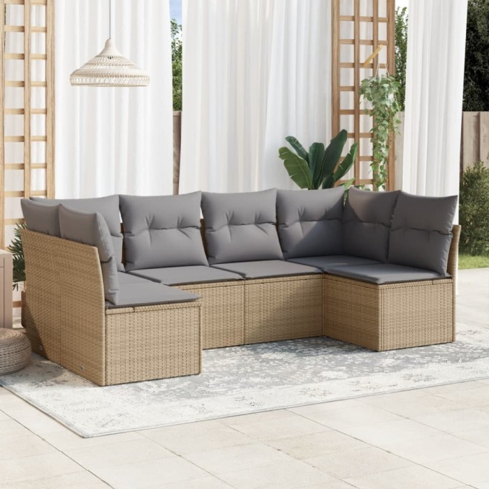 Gossi set canapele de gradina cu perne, 6 piese, bej, poliratan