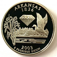 AMERICA QUARTER 1/4 DOLLAR 2003 S.PROOF,AG.900, Diamant-bijuter de stat-Arkansas