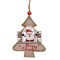 Decoratiune Craciun, Brad Lemn, Mesaj Merry Christmas, Glitter Auriu, 11cm