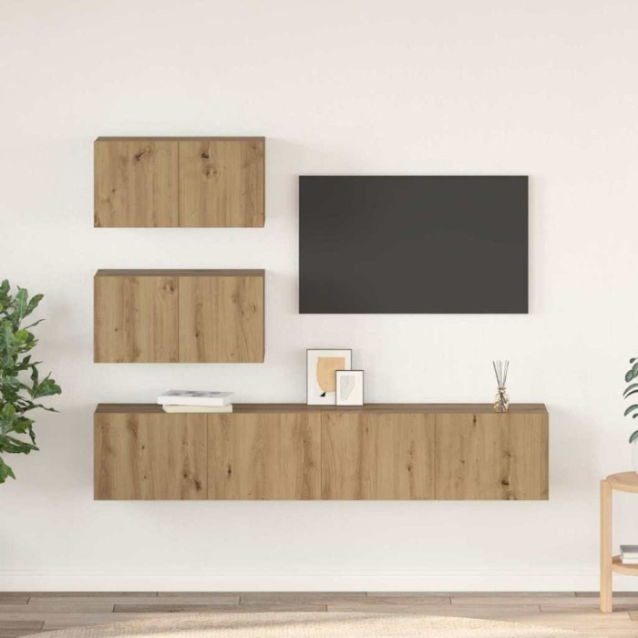 vidaXL Set comodă TV Pe perete 4 pcs stejar artizanal 80 x 30 x 30 cm