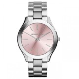 Michael Kors Slim Runway MK3380 Ceas Damă Quartz Cadran Roz Brățară Argintie din Oțel 41mm