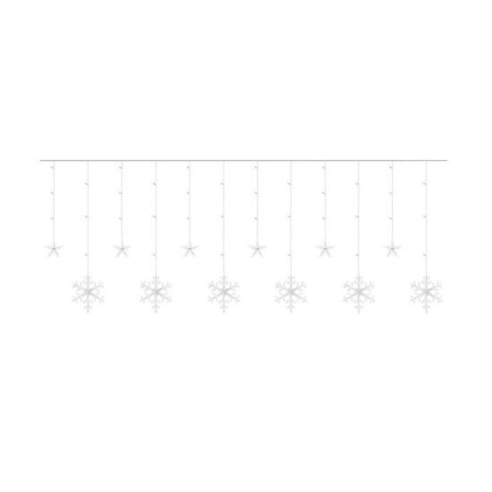 Instalatie luminoasa tip perdea, model stea, alb cald, 8 moduri iluminare, interior-exterior, IP44, 138 LED, 2.5&nbsp;m