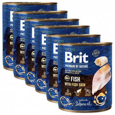 Brit premium by Nature Conservă cu pește &amp; piele de pește 6 x 800 g