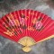 Evantai mare perete Feng Shui rosu, flori 90 cm x 160 cm