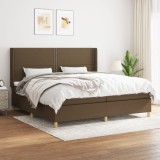 Gossi pat box spring cu saltea, maro inchis, 200x200 cm, textil