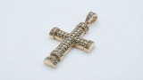 Cumpara ieftin Pandantiv Cruce Bizantina din Argint 925 , Placata cu Aur, Incrustata Complet cu Marcasite, 4 cm, 8gr