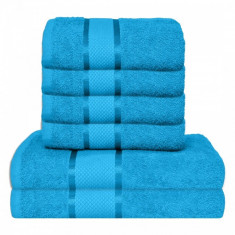 Set 6 Prosoape din 100% Bumbac Pakistanez 4buc x 30x50cm 2buc x 50x90cm Bleu