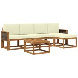 vidaXL Set de canapele de exterior 6 pcs Natural și Crem Poliester 3385146
