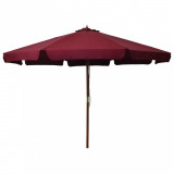 Umbrelă de soare de exterior, st&acirc;lp lemn, roșu burgund, 330 cm