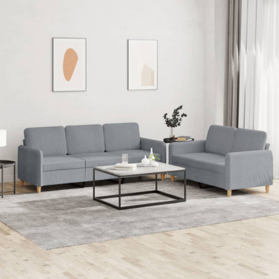 Gossi set de canapele cu perne, 2 piese, gri deschis, textil foto