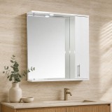 Oglinda baie cu dulap BD GN0201, dreptunghiulara, 70 cm, alba, cu iluminare LED si 2 rafturi