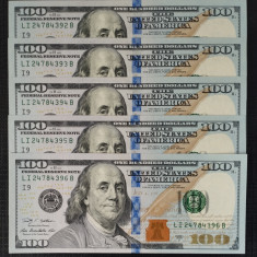 USA 100 DOLLARS LOT 5 PIESE CONSECUTIVE-2009 seria A UNC